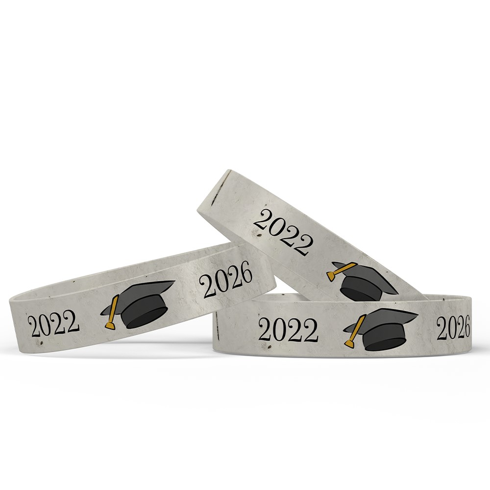 Bratara plantabila Promotia 2022-2026 lucrata manual din hartie plantabila si mix de seminte de flori potrivita pentru absolventii anului 2026