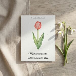 Felicitare cu lalea roșie