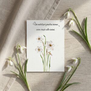 Felicitare cu narcise albe