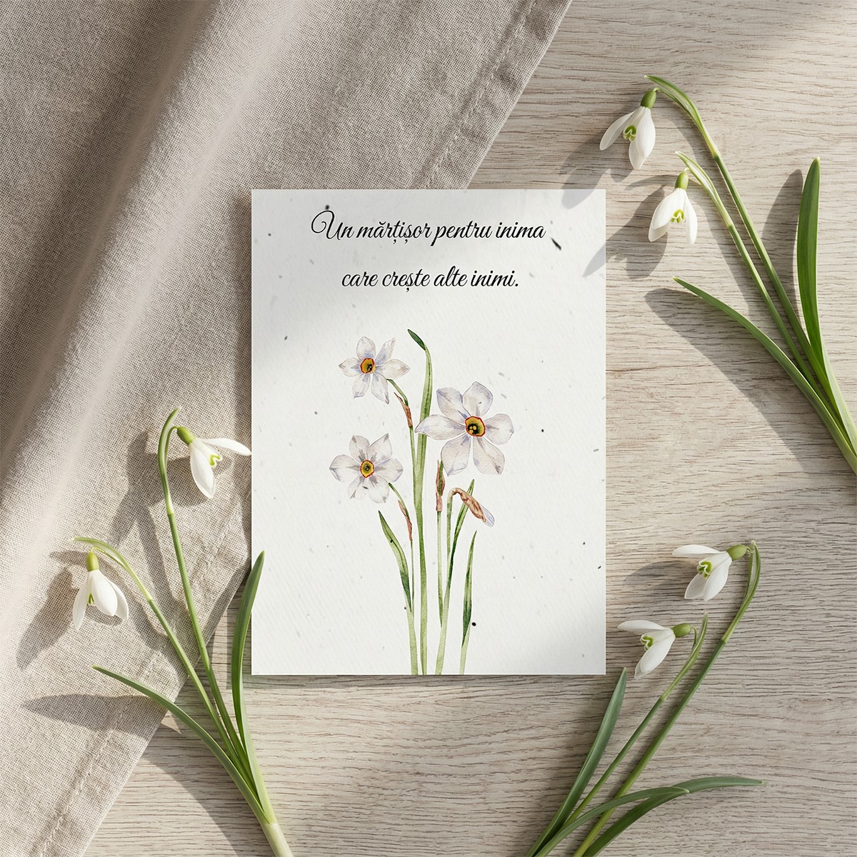 Felicitare cu narcise albe - imagine 2
