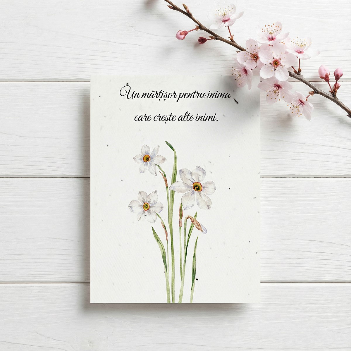 Felicitare cu narcise albe - imagine 3
