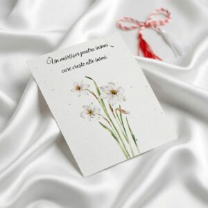 Felicitare cu narcise albe