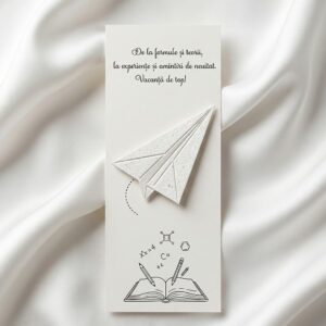 Semn de carte cu avion plantabil „Zbor spre vacanță”