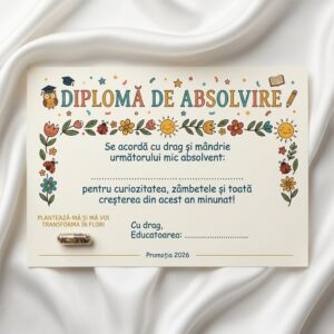 Diplomă plantabilă pentru grădiniță, model „Bucuria Naturii”