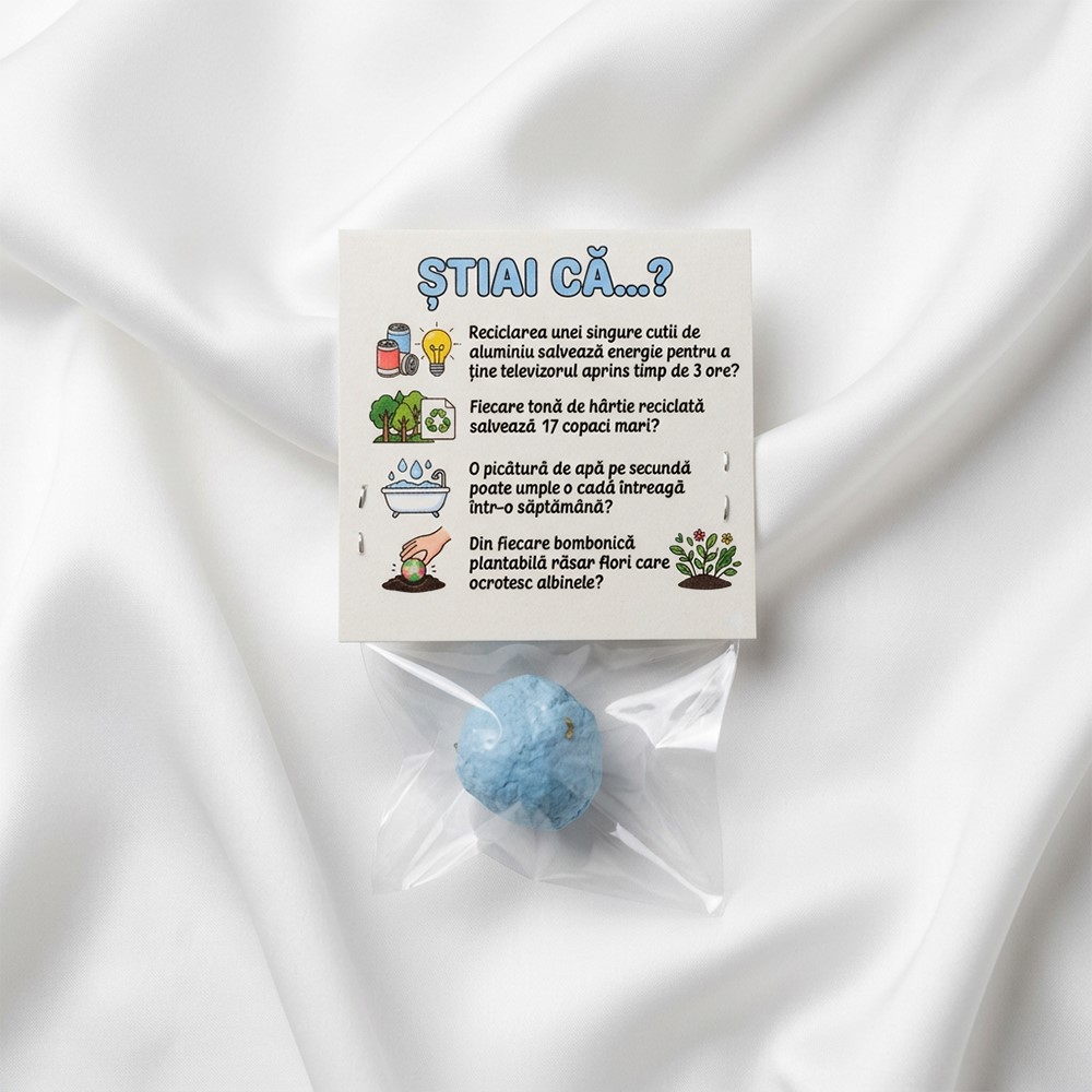 Bombonică plantabilă Viitorul verde vedere cartonas pe verso