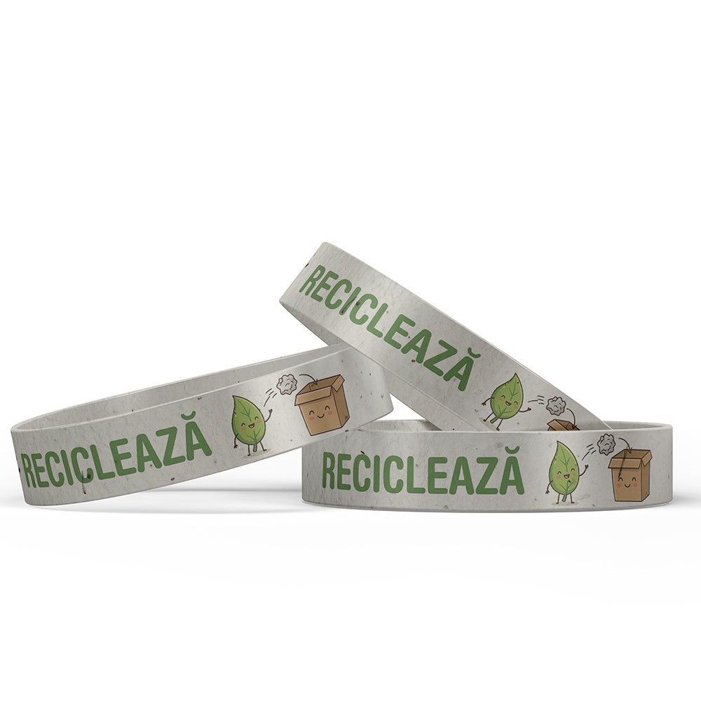 Brățară plantabilă Reciclează lucrata manual din hartie plantabila si mix de seminte de flori