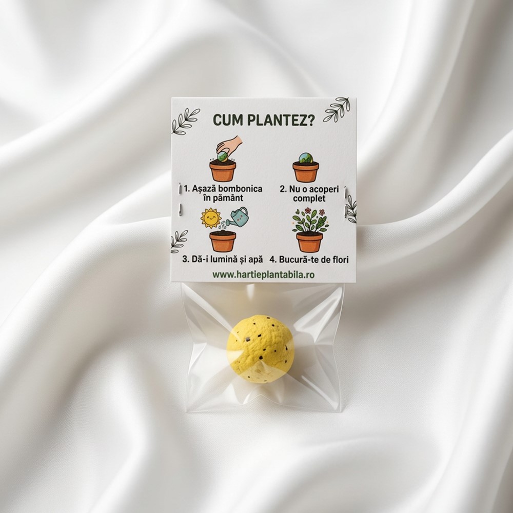 Micul Grădinar - Ziua Pământului cu bombonica de gradina cu mix de seminte de flori si instructiuni de plantare perfecta pentru activitati la scoala si gradinita.
