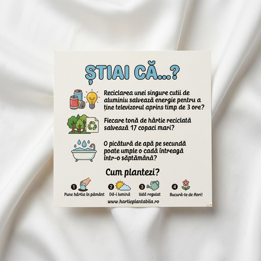 cartonas verso cu curiozitati despre reciclare "stiati ca"