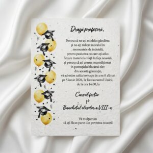 Invitație plantabilă „Sărbătorim absolvirea”